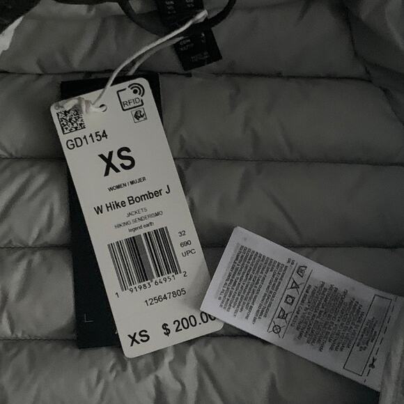 Adidas Womens XS Terrex Hike Bomber Down Puffer Jacket Legend Earth GD1154 - Picture 9 of 13